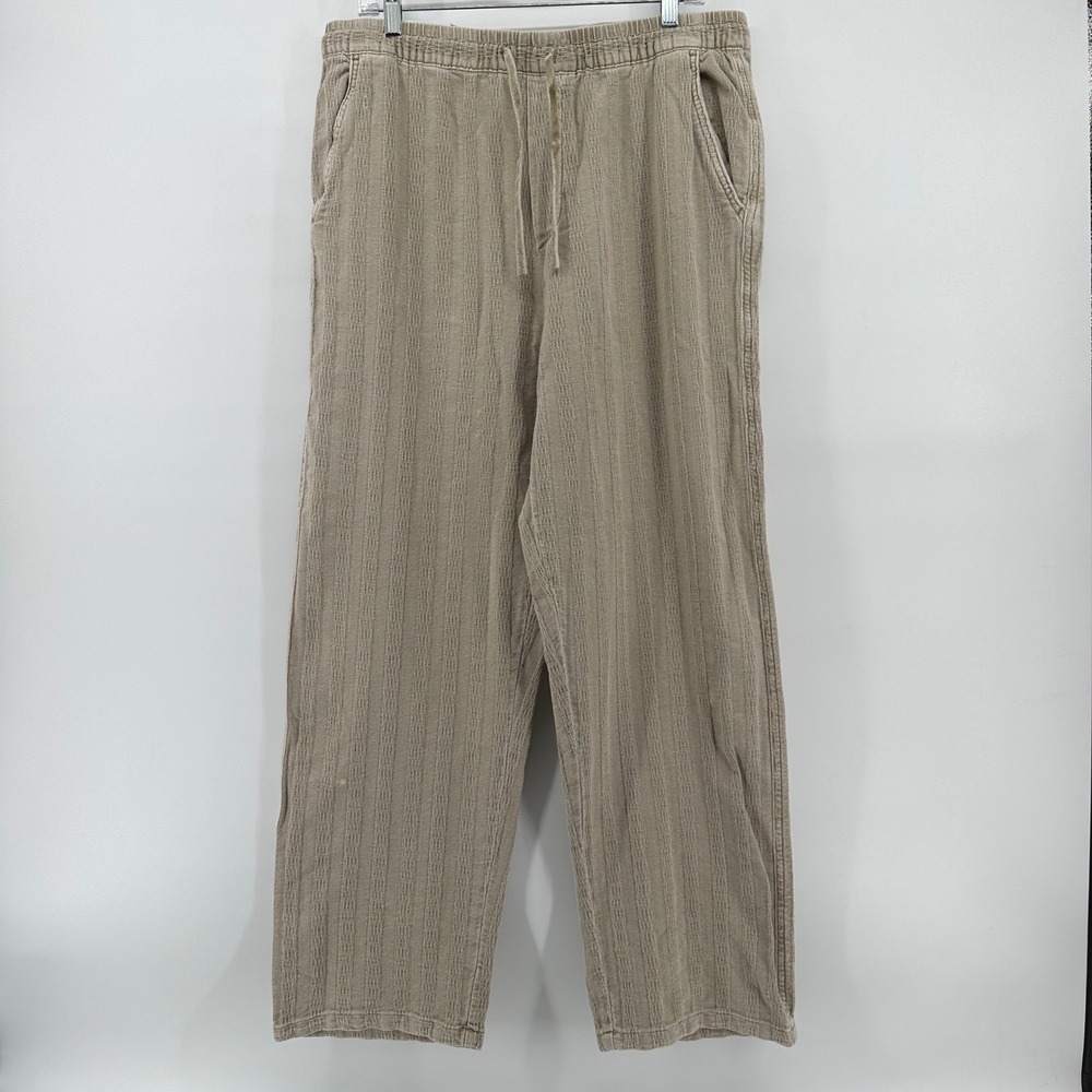 Zara Relaxed Fit Textured Cotton Pants Beige XL 1538/302/707 NWT